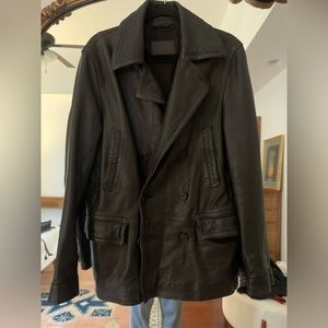 AllSaints Leather Peacoat